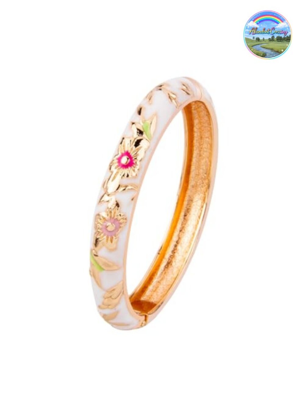 Vintage Cloisonne Enamel Hinged Bangle Bracelet for Women